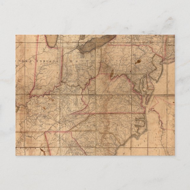 Postal Mapa de los Estados Unidos del joven de Abraham (Anverso)