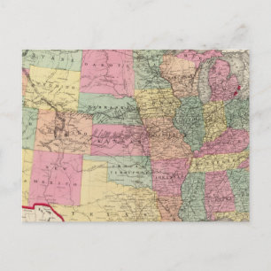 Postal Mapa de los Estados Unidos y territorios