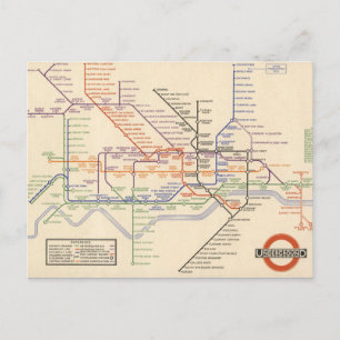 Postal Mapa de los ferrocarriles subterráneos de Londres