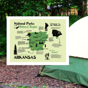 Postal Mapa de los Parques Nacionales de Arkansas