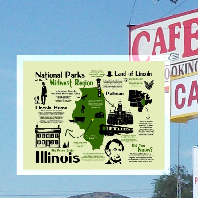 Postal Mapa de los Parques Nacionales de Illinois (Subido por el creador)