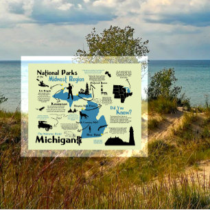 Postal Mapa de los parques nacionales de Michigan