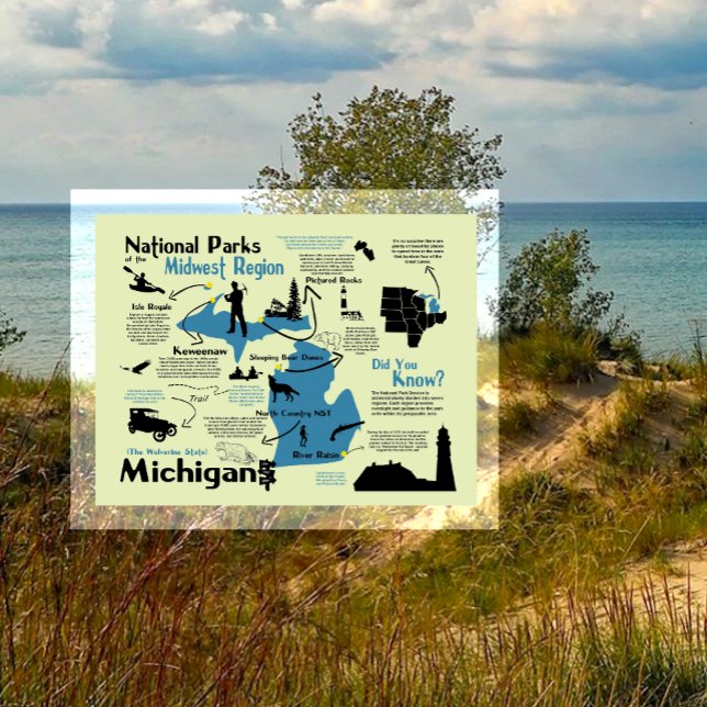 Postal Mapa de los parques nacionales de Michigan (Subido por el creador)