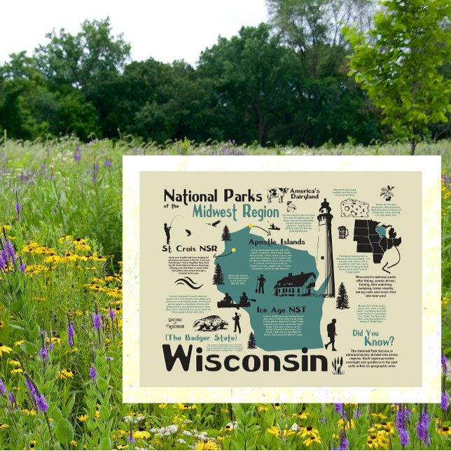 Postal Mapa de los parques nacionales de Wisconsin (Subido por el creador)