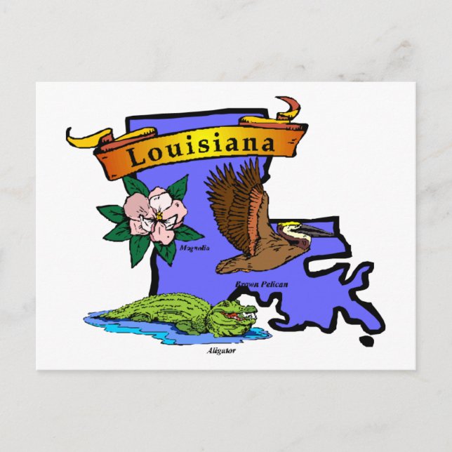 Postal Mapa de Louisiana (Anverso)