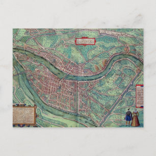 Postal Mapa de Lyon, de 'Civitates Orbis Terrarum' por Ge