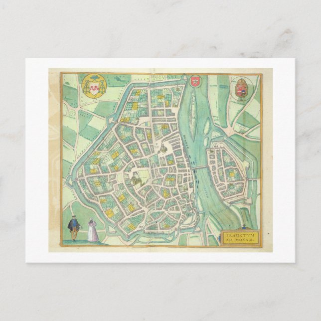 Postal Mapa de Maastricht, de 'Civitates Orbis Terrarum' (Anverso)