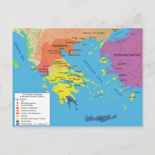 Postal Mapa de Macedonia en la muerte de Felipe II 336 a.