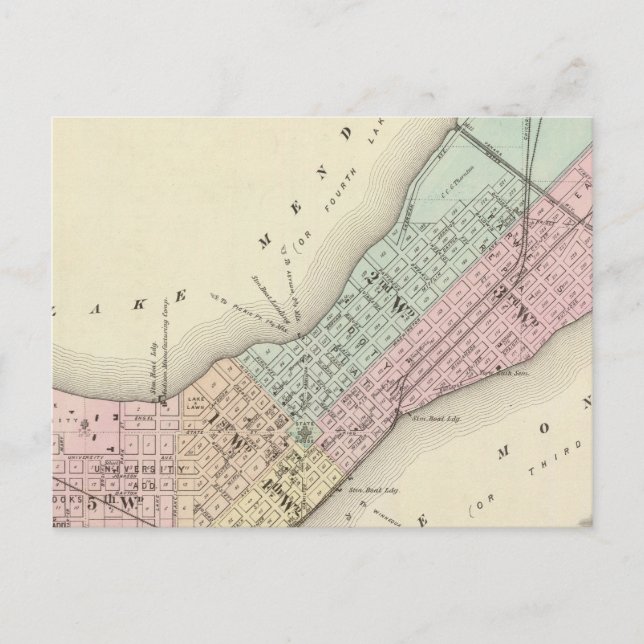 Postal Mapa de Madison, Wisconsin (Anverso)
