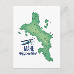 Postal Mapa de Mahé, Seychelles Vintage