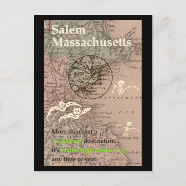 Postal Mapa de MAMÁES de salem de época (Anverso)