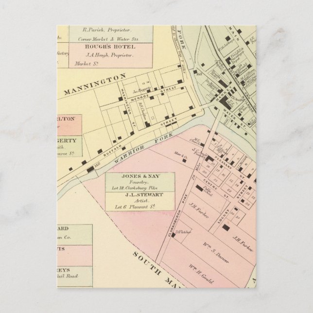 Postal Mapa de Mannington, Virginia Occidental (Anverso)