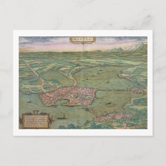 Postal Mapa de Mantua, de 'Civitates Orbis Terrarum' por (Anverso)