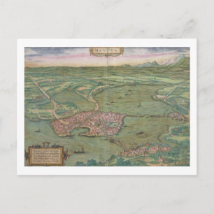 Postal Mapa de Mantua, de 'Civitates Orbis Terrarum' por