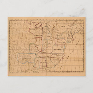 Postal Mapa de manuscritos de época de los Estados Unidos