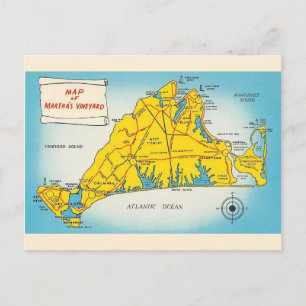 Postal Mapa de Martha's Vineyard 