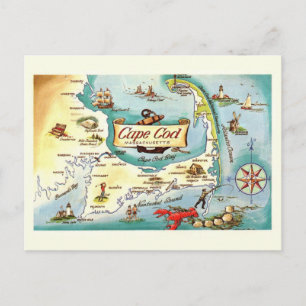Postal Mapa de Massachusetts de Cape Cod