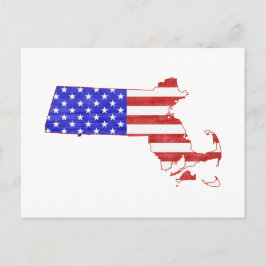 Postal Mapa de Massachusetts forma bandera patriótica est