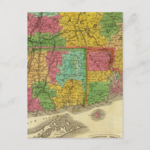 Postal Mapa de Massachusetts y Connecticut