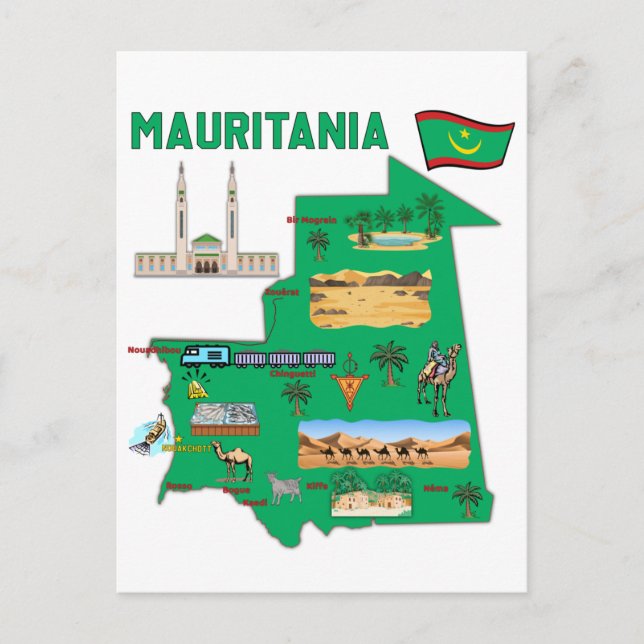 Postal Mapa de Mauritania (Anverso)