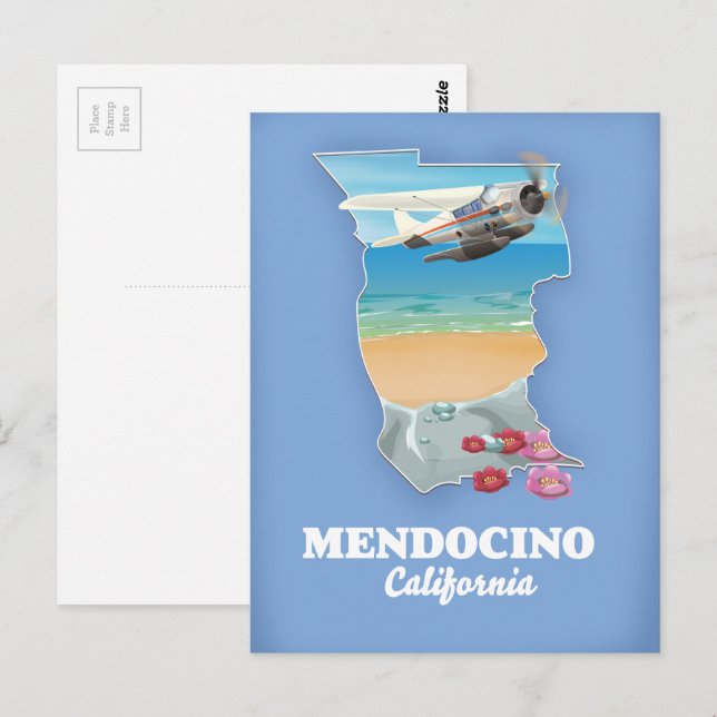 Postal Mapa de Mendocino California (Anverso / Reverso)