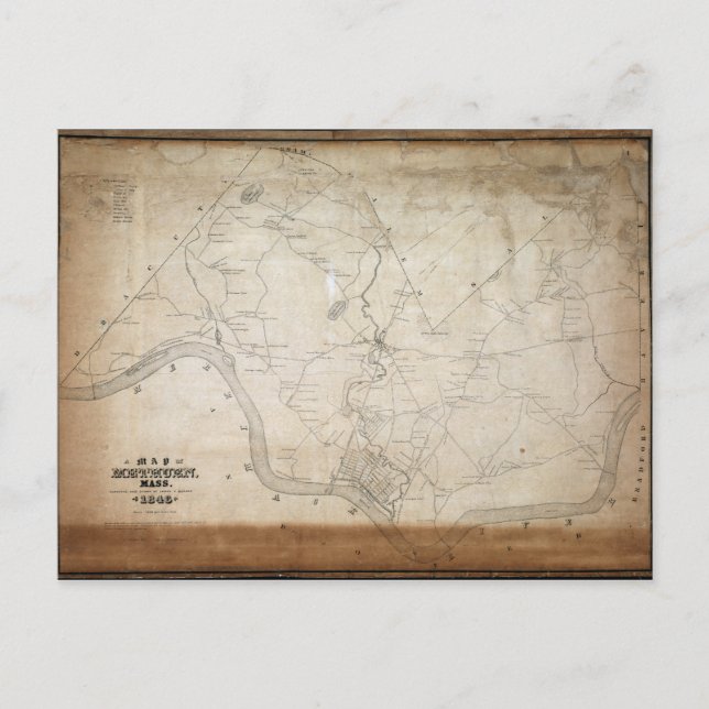 Postal Mapa de Methuen Massachusetts en 1846 (Anverso)