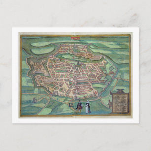 Postal Mapa de Metz, de 'Civitates Orbis Terrarum' por Ge