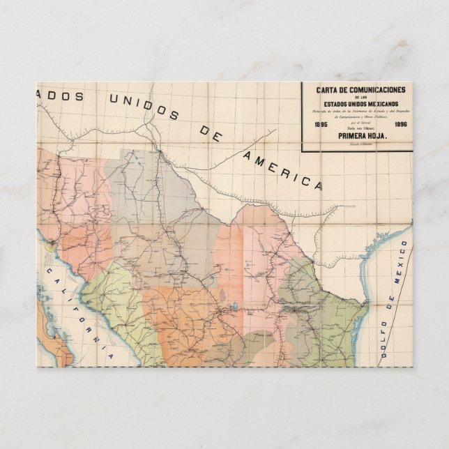 Postal Mapa de México (Carta de Comunicaciones) (Anverso)