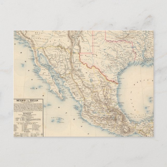 Postal Mapa de México y de Tejas (Anverso)