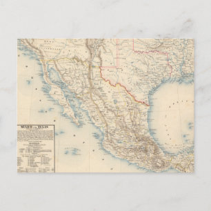 Postal Mapa de México y de Tejas