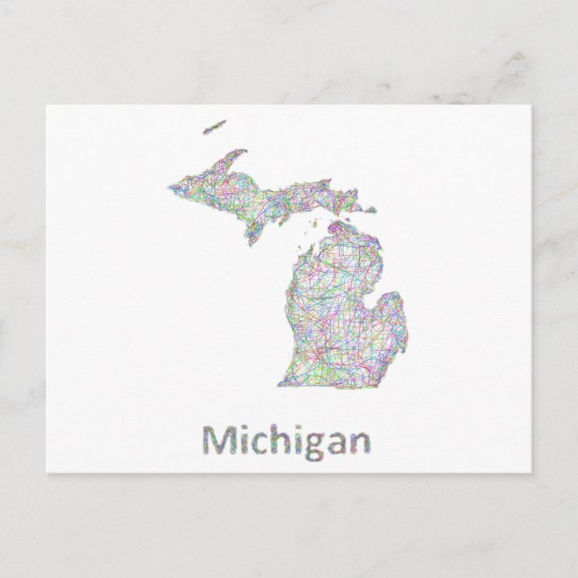 Postal Mapa de Michigan (Anverso)