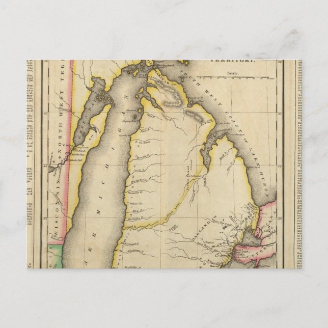 Postal Mapa De Michigan (Anverso)