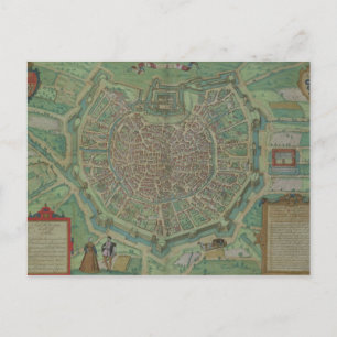 Postal Mapa de Milán, de 'Civitates Orbis Terrarum' por G