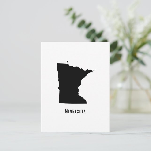 Postal Mapa de Minnesota - Minnesota moderna en blanco y  (Anverso de pie)