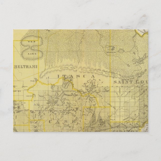 Postal Mapa de Minnesota Septentrional, 1874 (Anverso)