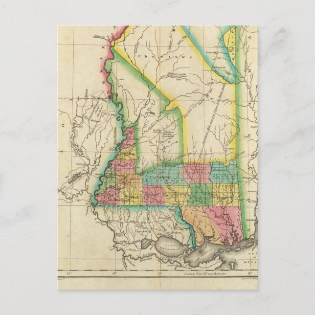 Postal Mapa De Misisipi (Anverso)
