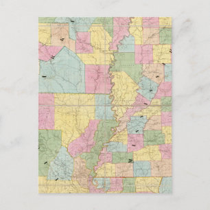 Postal Mapa de Misisipi, Luisiana y Arkansas