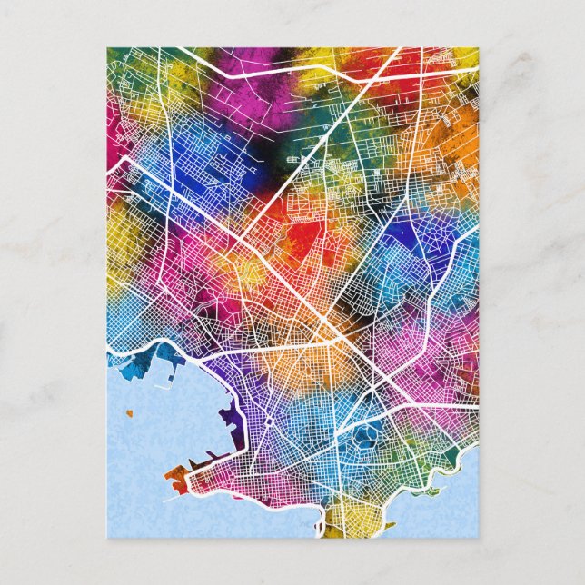 Postal Mapa de Montevideo Uruguay (Anverso)