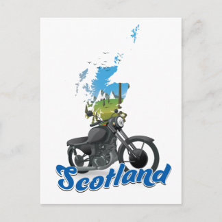Postal mapa de motocicletas de Escocia viajero poser