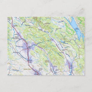Postal Mapa de Napa a Healdsburg CA