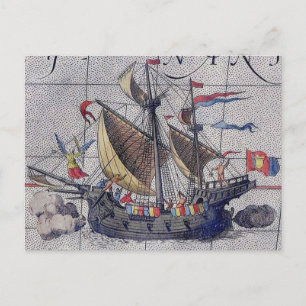 Postal Mapa de naves en altura del Océano Pacífico