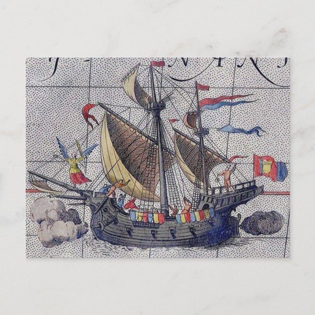 Postal Mapa de naves en altura del Océano Pacífico (Anverso)