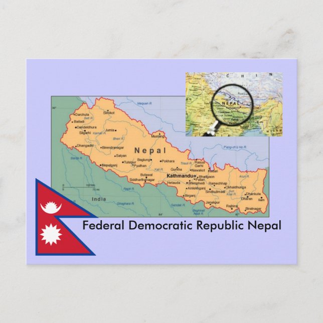 Postal Mapa de Nepal (Anverso)