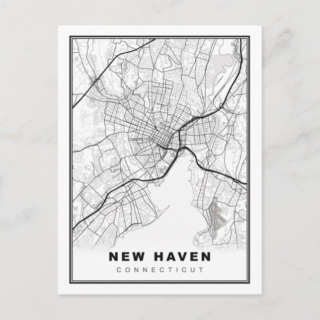 Postal Mapa de New Haven (Anverso)