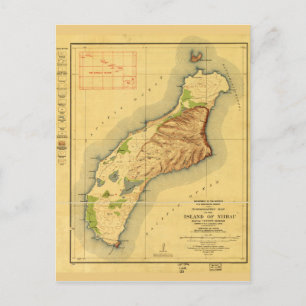 Postal Mapa de Niihau, Isla de Hawái (1929)