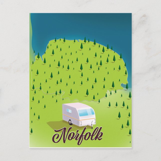 Postal Mapa de Norfolk Caravan (Anverso)
