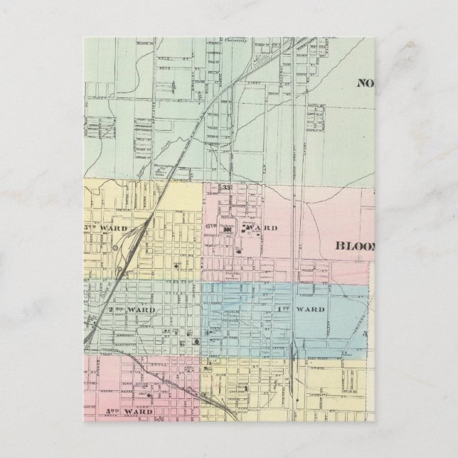 Postal Mapa de normal, Bloomington (Anverso)