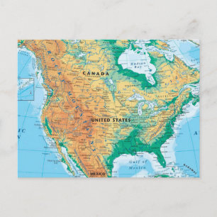 Postal Mapa de Norteamérica