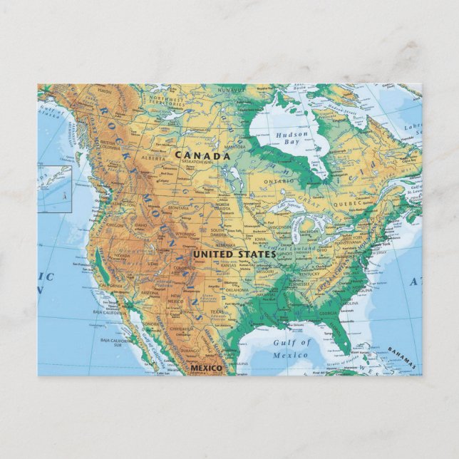 Postal Mapa de Norteamérica (Anverso)