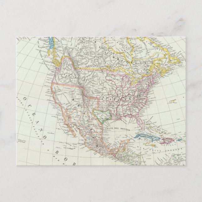 Postal Mapa de Norteamérica (Anverso)